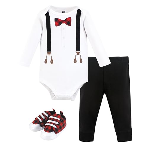 Image of Hudson Baby Unisex Baby Cotton Bodysuit, Pant and Shoe Set