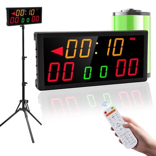 F-Winner Digital Scoreboard with Tripod,Score Keeper with Timer Clock,Portable Digital Scoreboard with Remote & Battery Supply for Corn Hole,Board Game,Indoor & Outdoor Game