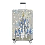 Vehcimbev Cartoon Blue Castle Luggage Cover Washable Elastic Fireworks Travel Suitcase Cover Anti-scratch Suitcase cover Fits 22-24 Inch Luggage Cover