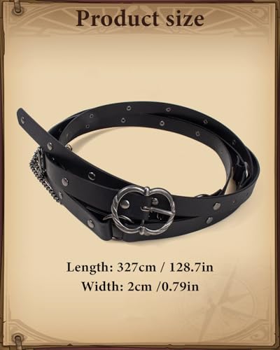 KOTORA Retro Skinny Belt Long Metal Chain Exotic Cross Waist Costume Accessory Medieval Renaissance DIY Dress Cosplay 7