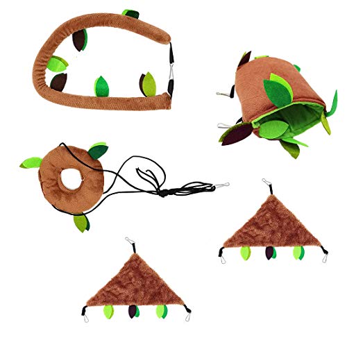 Hamiledyi Hamster Hammock Set,Small Animal Hanging Warm Bed House Hamster Tunnel Toys Cage Nest Accessories For Sugar Glider Hamster Mice Playing Sleeping(5 Pcs ) #TOP5
