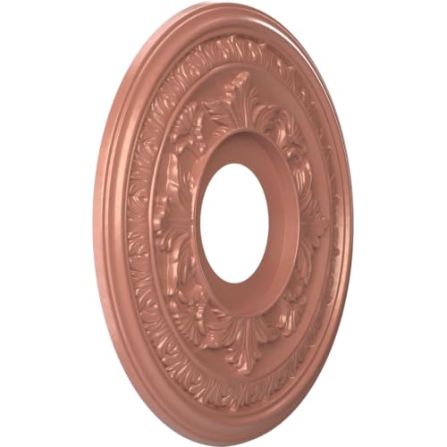 Image of Ekena Millwork CMP13BAFCP Baltimore Thermoformed PVC Ceiling Medallion (Fits Canopies up to 5 1 /4 inch), 13 inchOD x 3 1 /2 inchID x 3 /4 inchP, Universal Pearl Metallic Champagne Pink