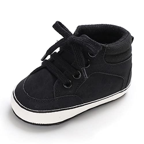 Image of Sekantrol Baby Boys Girls First Walker Crib Newborn Shoes, Soft Rubber Sole Infant Sneakers Fashion High-Top Non-Slip Toddler Dress Moccasins Shoes