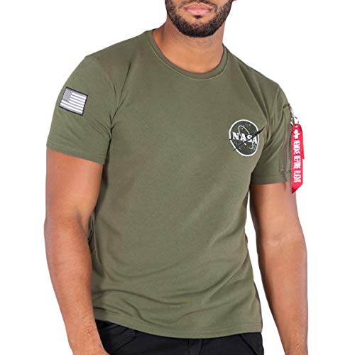 Image of ALPHA INDUSTRIES Men's NASA Heavy T Short Sleeve T-Shirt, Dark Olive, L