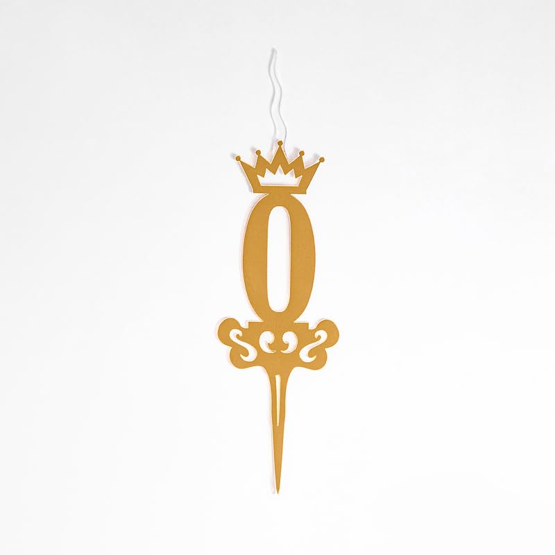 Food Safe Premium Candle Cake Topper for Birthday, Anniversary, and Custom Party Celebrations in Numbers – Gold (Number 0)