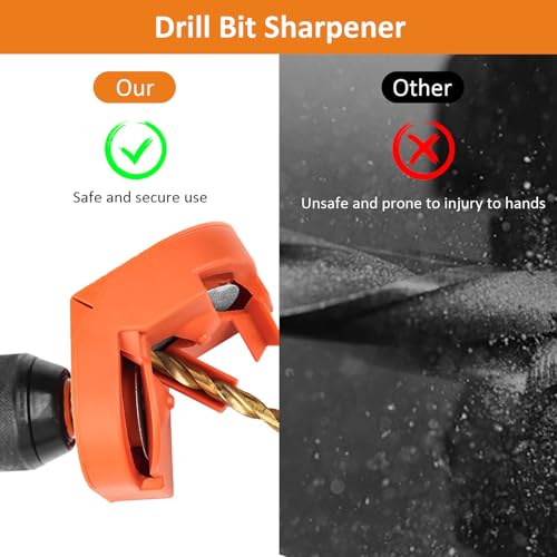 TNSLAND Schleifgerät für Bohrer, vielseitig einsetzbar, tragbar, mit 2 Diamantschleifscheiben und 3 Schleifblöcken für gehärteten Stahl, Kobalt, Orange