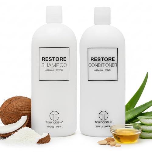 Tony Odisho Ostia Restore Shampoo & Conditioner Set – Complete Hair Care Essential – Cleanses, Hydrates & Protects Extensions – Marula Oil Formula with UV Protection for Smooth, Vibrant Hair - 32 Oz
