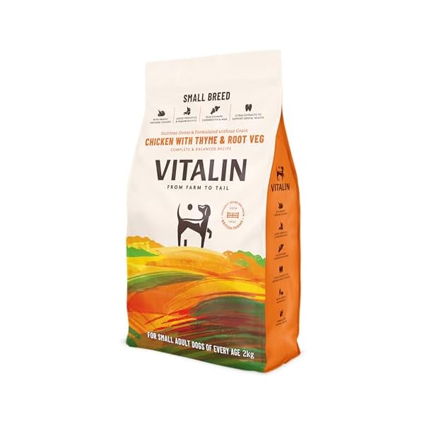 Vitalin Small Breed Adult Chicken with Veg & Thyme 4x2KG (Pack of 4) – Premium Dog Food – Proudly Sourcing from British Farms – New for Autumn 2023