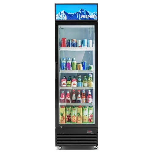 Image of Wilprep Commercial Refrigerator, 12.8 cu. ft. Upright Beverage Display Refrigerator with LED Lighting, 22.8" Glass Door Merchandiser Cooler, ETL, ETL sanitation Listed