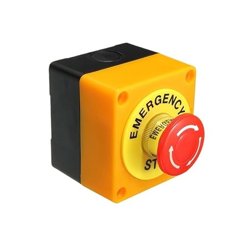 AARTERZZA Emergency Stop with Protective Box 1NO 1NC 10A 660V Mushroom Red Head 22mm Rotary Push Button Switch