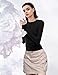 PUMIEY Long Sleeve Shirts for Women Slim Fit Tops Fall Fashion Basic Tee, Jet Black Meduim