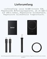 Lexar SL500M Externe SSD, 1 TB, mit magnetischem Set, SSD, tragbar, USB3.2 Gen2x2, Lesegeschwindigkeit bis zu 2000 MB/s, externes Solid-State-Laufwerk, dünn, kompatibel mit iPhone15 Series/Mac/PS5 – Ansicht 8