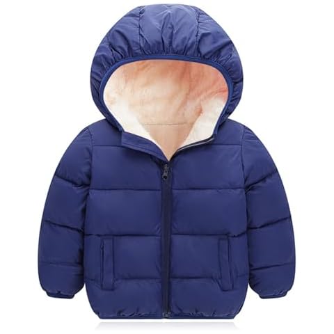 BFUSTYLE Winter Coats for Infant Boys Girls Blue Baby Fleece Lined Jacket 12 Month 18M with Hoods Cover