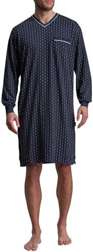 Langsam Herren-Nachthemd Aus Polyester – Lässig, Langärmelig Mit Knopfleiste