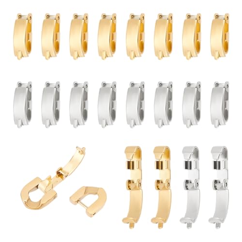 Unicraftale STAS-UN0056-16-US12 40Pcs 2 Colors 304 Stainless Steel Fold Over Clasps Golden Extender Foldover Extension Clasp Watch Band Clasp Bracelet Strap Clasp Folding Necklace Extender For Jewelry Making cover