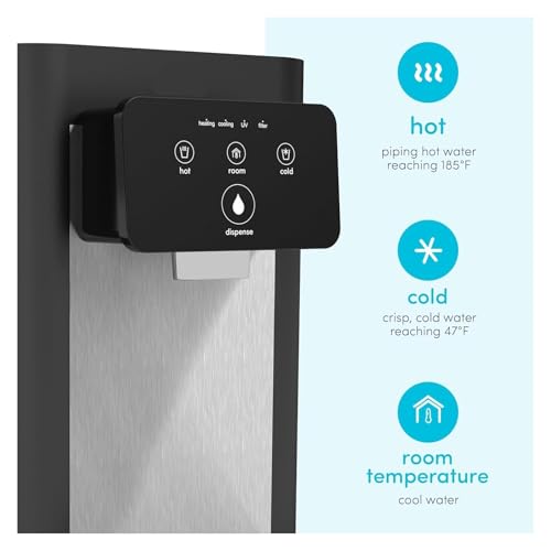 YPMart(小さな店) A9 Electric Touch Countertop Bottleless Cooler Water Dispenser-3 Temperatures (Black), 21 x 11 x 16 inches