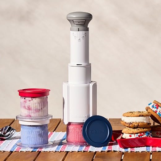 Image of Cuisinart Ice Cream Maker - Cuisinart FastFreeze 250th Celebration Edition Ice Cream Maker, 5-in-1 Ice Cream, Milkshakes, Slushies, Sorbets and Mix-Ins, Freeze Wand, Two 0.5-Pint Mixing Cups with Lids