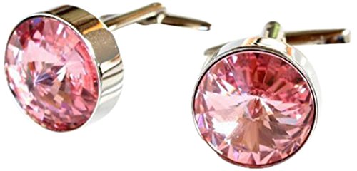 鎌倉カフス工房 ライトローズクリスタル・ラウンドカフス（カフリンクス・カフスボタン） cc021-a-5