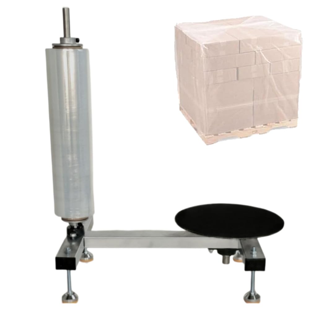 Manuelle Wickelfolienmaschine, Stretch-Bank-Umreifungsmaschine mit 2 Rollen Folie, Hochleistungsfolienspender, Verpackungsmaschine für Verpackung, Versand & Lagerung