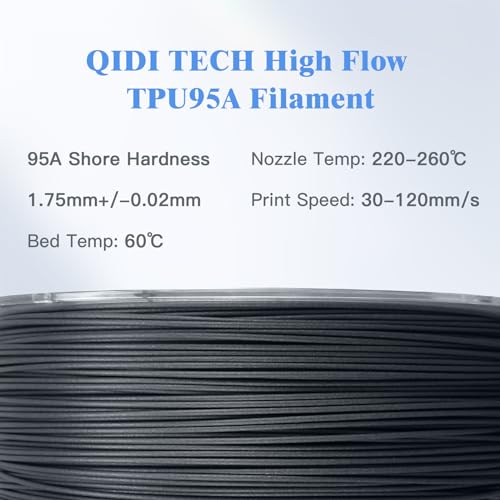 Image of R QIDI TECHNOLOGY TPU 95A High Flow Filament 1.75mm,TPU95A-HF Flexible 3D Printer Filament Fit Most FDM 3D Printers,High Resilience,Suitable for High Speed Printing, 1kg Spool,White