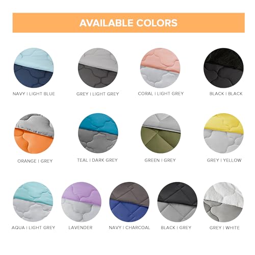 Image of Comfort Spaces Comforter Set Vibrant Reversible Comforters Queen Size Quilted Bedding Set, All Season Lightweight Bedding, Soft Microfiber Comforter, Vixie, Grey /Light Grey Full /Queen 3 Piece