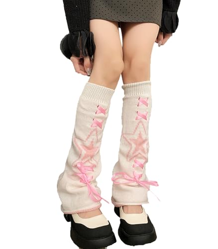 Image of WODECASA Girls Kawaii Leg Warmers Knitted Flared Leg Sleeves Goth Crochet Baggy Cuff Ankle Heap Socks