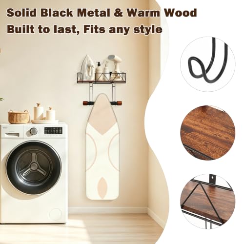 Ironing-Board-Hanger-Wall-Mounted-Metal-Ironing-Board-Holder-with-Wood-Shelf-Ironing-Board-Storage-Rack-with-Hook-for-Laundry-Room-Living-Room-Bathroom-Matte-Black