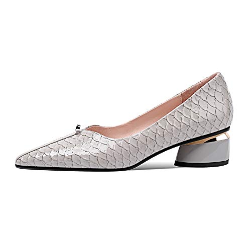 Image of TinaCus Women's Handmade Genuine Leather Pointed Toe Comfort Low Chunky Heel Loafer Shoes