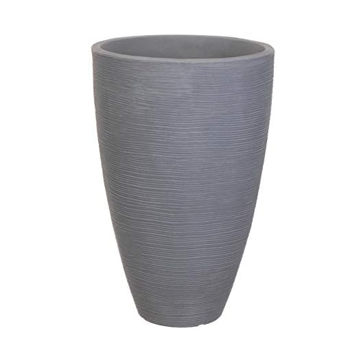 Blumenkübel im Rillen Design - 39,5 x 60 cm - Kunststoff Pflanzkübel Blumentopf rund für Innen und Außen (Grau - 60 cm)