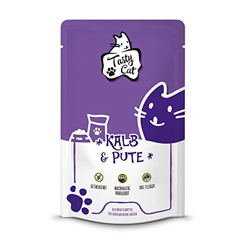 TastyCat Nassfutter für Katzen Kalb & Pute 12 x 125g. | getreidefrei | zuckerfrei Cover
