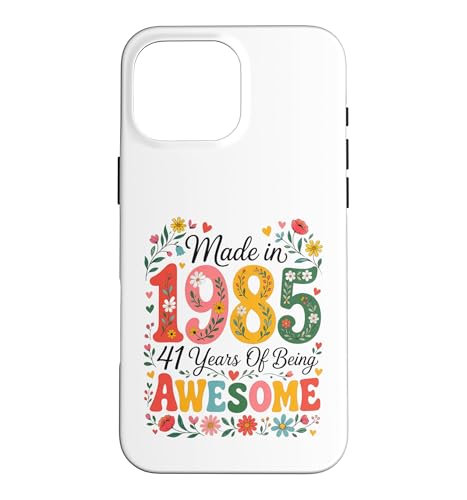 41 Year Old Made in 1985 Retro Floral 41st Birthday Women �X�}�z�P�[�X iPhone 16 Pro Max �p
