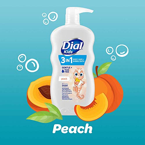 Dial Kids 3-In-1 Body + Hair + Bubble Bath, Peach, 24 Fl Oz (Pack Of 4) #TOP2