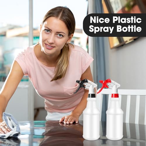 Eccliy 12 Pcs 16 Oz Plastic Spray Bottle, Empty and Reusable for Cleaning, Water, Auto Details or Bathroom and Kitchen, Commercial and Residential(Red, Black) - Thumbnail 6