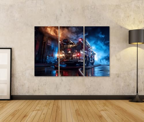 Impression sur toile pompiers triptyque pour décoration de bureau - 2
