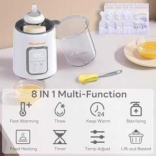 Bottle Warmer,8-in-1 Fast Baby Bottle Warmer for Breastmilk and Formula,Milk Warmer with Accurate Temperature Control and Automatic Shut-Off,Multifunctional Bottle Warmers for All Bottles (Grey)
