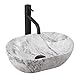 Rea Aufsatzwaschbecken MINI STONE MATT, Waschtisch Handwaschbecken Bad Waschschale Waschbecken für Badezimmer 380 x 260 x 120 mm aus Keramik (Steinoptik)
