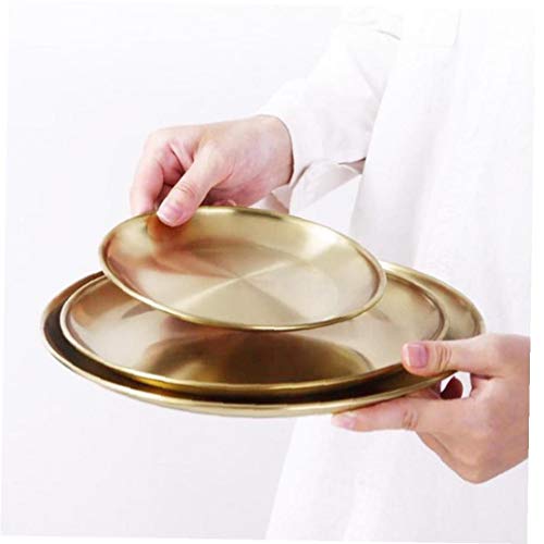 Stainless Steel Dining Plate Golden Gerechten Ronde Cake Steak Tray Voedsel Container Tablewares Keuken Opslag voor Cake… - Image 7