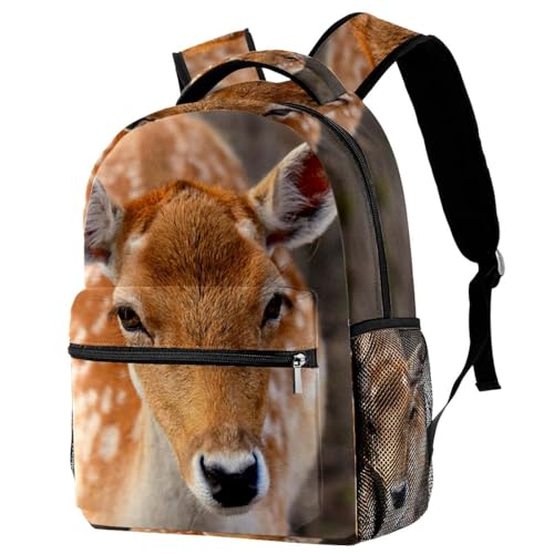 Sac à dos d'école ergonomique contre le mal de dos motif cerf multicolore pour ado