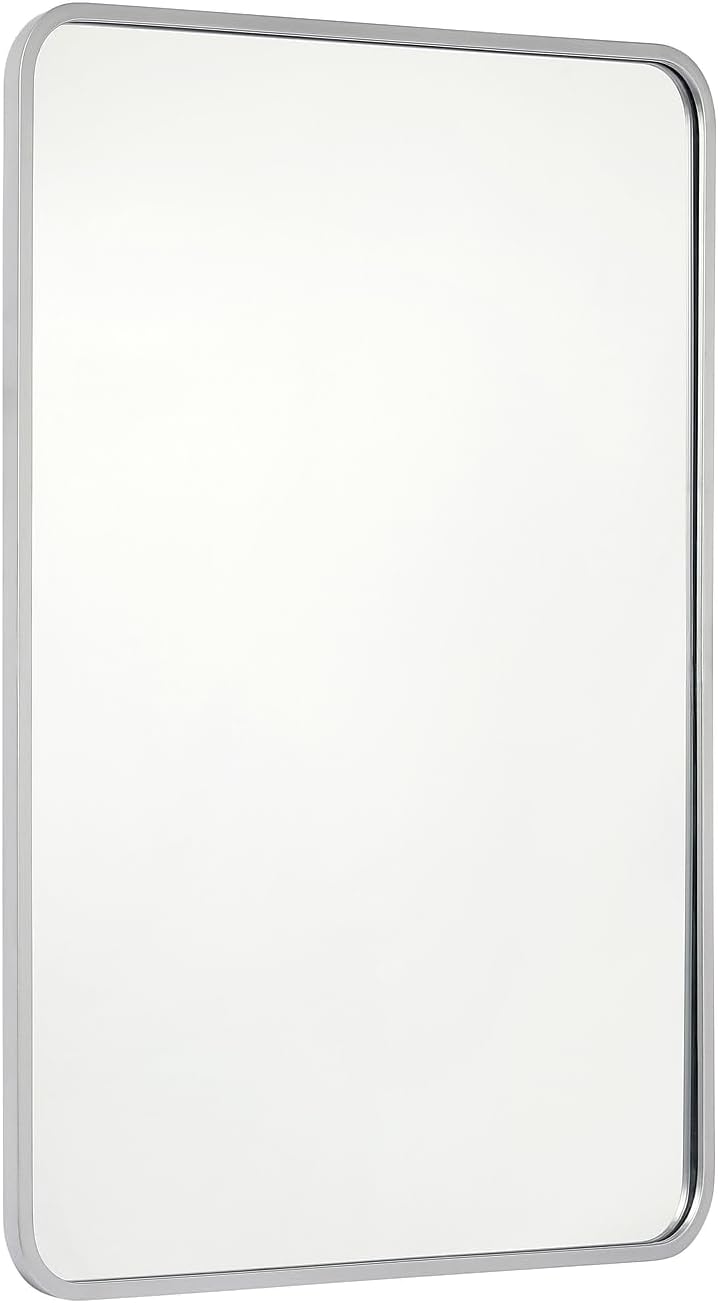 Flash Furniture Jada Wall Mirror for Bathroom, Vanity, Entryway, Dining Room, and Living Room, 40" x 30" Rectangular Mirror, Matte Silver Matte Silver 30"W x 40"L