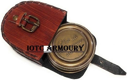 Nautical Brass Pocket Compass with Inspirational Quote, Chain & Leather Case - Ideal Gift for Adventure Lovers, Travelers, and Special Occasions