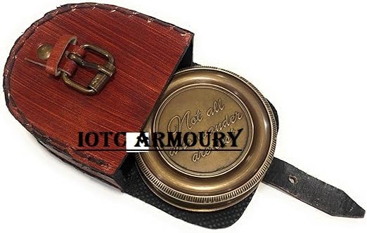 Brújula de bolsillo náutica de latón con cita inspiradora, cadena y estuche de cuero - Regalo ideal para amantes de la aventura, viajeros y ocasiones especiales miniatura 5