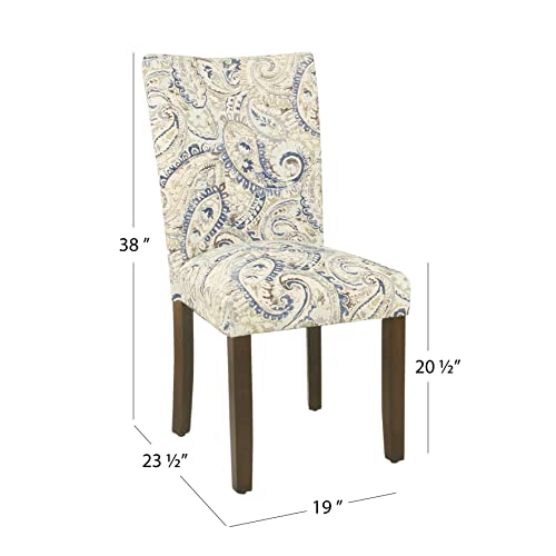 Image of HomePop Classic Parsons Dining Chair - Blue Velvet Paisley Print (Set of 2)