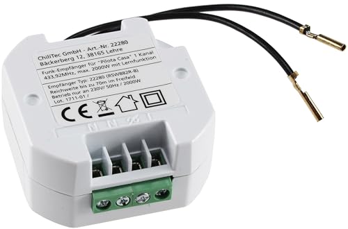 ChiliTec Funkempfänger Pilota Casa Funkschalter für Lichtschalter 230V Unterputz LED geeignet 70m Reichweite Ergänzung für einen Wandschalter