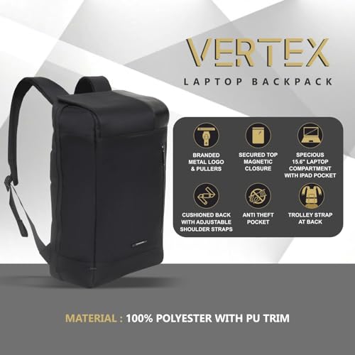 Image of Swiss Military VERTEX Laptop Backpack for Men & Women Fits 15.6 inch Laptop, Water Resistant Backpack with Anti Theft Pocket & TSA Approved Lock, Dual Carry Handles, Trolley Strap Office College Bag