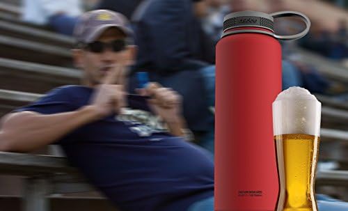 Asobu Mighty Flask Insulated Water Bottle, 40 oz, Red