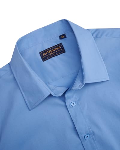 Image of J.VER Men's Short Sleeve Dress Shirts Stretch Stain Shield Casual Button Down Shirts Solid Formal Shirt