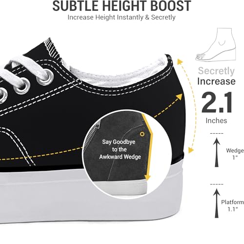 Platform Sneakers for Women 2 Inches Height Boost Hidden Wedge Sneakers, Height Increase Canvas Heel Sneakers Fashion White Sneakers for Women and Girls3