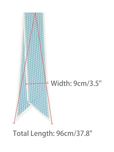 Women Polka Dots Contrast Color Skinny Long Scarves, Satin Silky Ribbon Hair Band Neckerchief Neck Scarf3