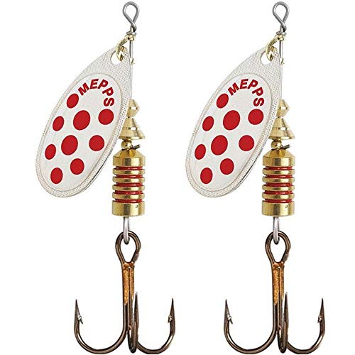 Mepps 2 X cuillers Aglia Décorées Argent Points Rouges Taille n°3/6,5 g