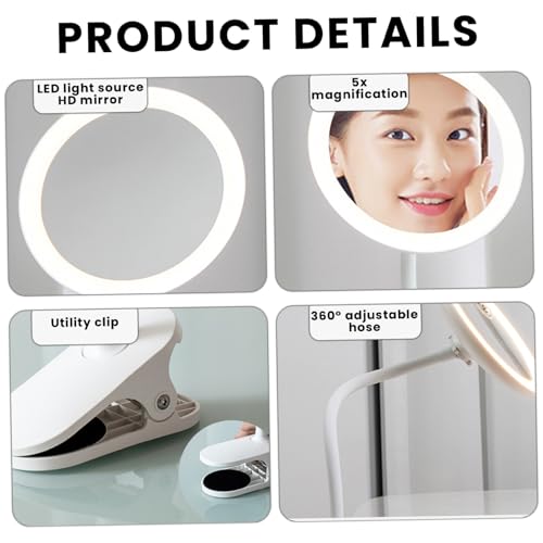 Espejo de maquillaje con aumento 5X y 3 luces para un cuidado facial preciso 7